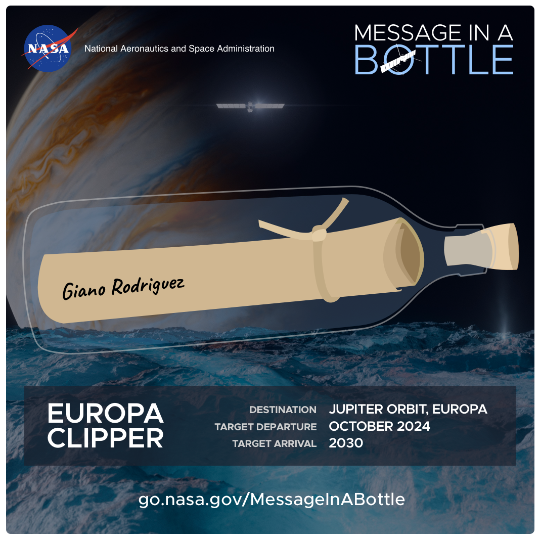 my name in a bottle to Jupiter's moon Europa